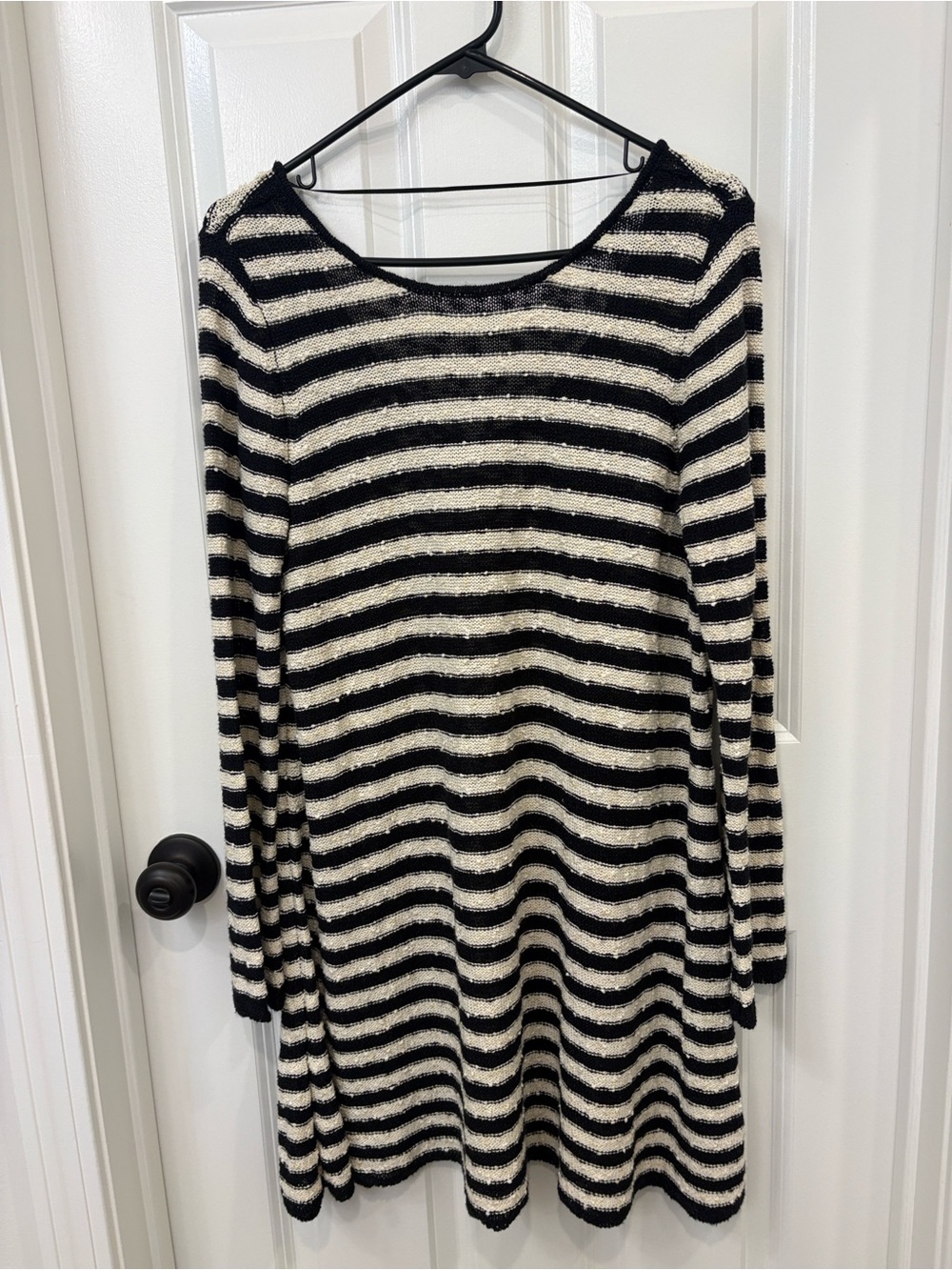 Free People Knit Striped Black and Cream Knit Dress size S